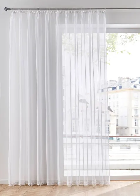 Gardinen Store mit recyceltem Polyester mit Spitzenkante, bonprix