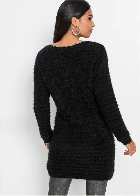 Flauschiger Long-Pullover, bonprix