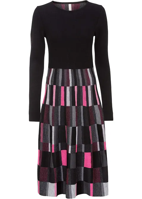 Robe évasée en maille à motif jacquard, bonprix