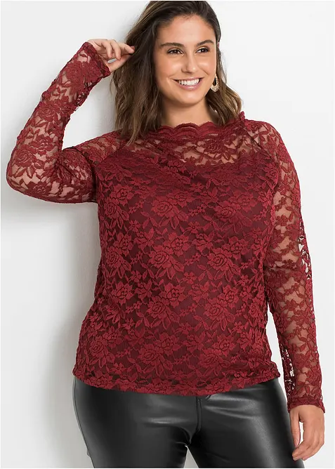 T-shirt manches longues en dentelle, bonprix