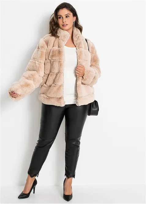 Fellimitat-Jacke mit Reißverschluss, bonprix