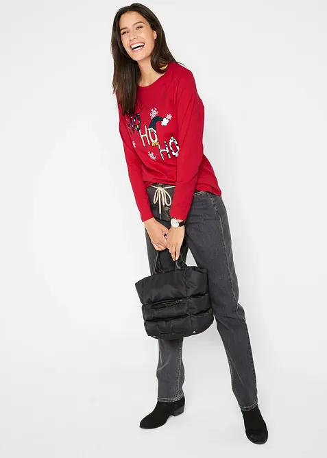 Langarmshirt mit Weihnachtsmotiv, bonprix