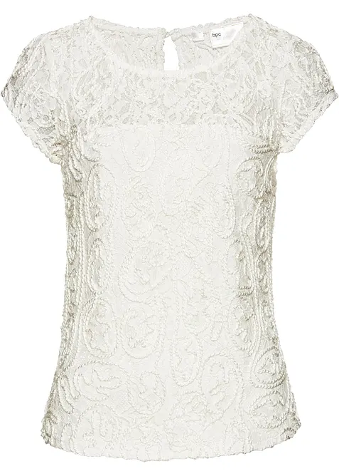 Blouse manches courtes en dentelle cordée, bonprix