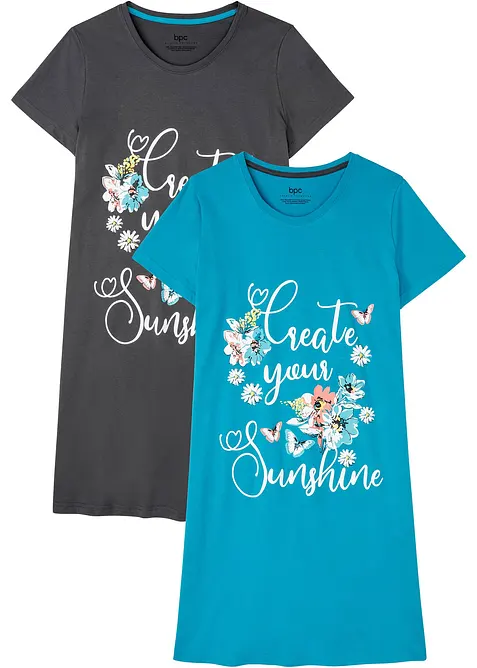 Kurzes Nachthemd aus reiner Baumwolle (2er Pack), bonprix