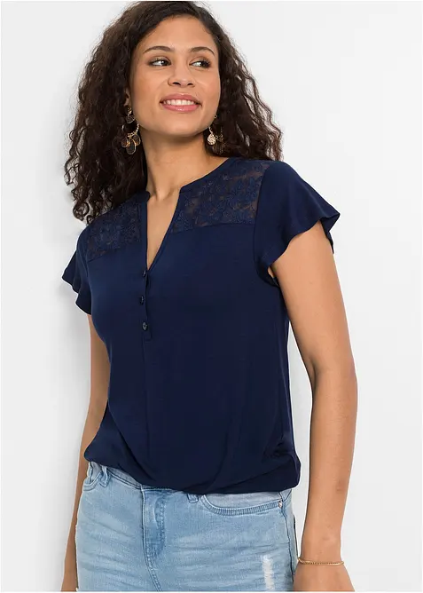 Henleyshirt aus Viskose-Mix, bonprix