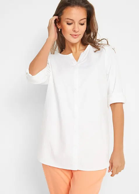 Bluse mit Leinen, 3/4 Arm, bonprix