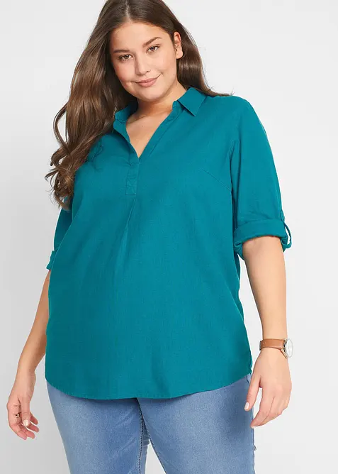 Leinen-Bluse, 3/4-Arm, bonprix