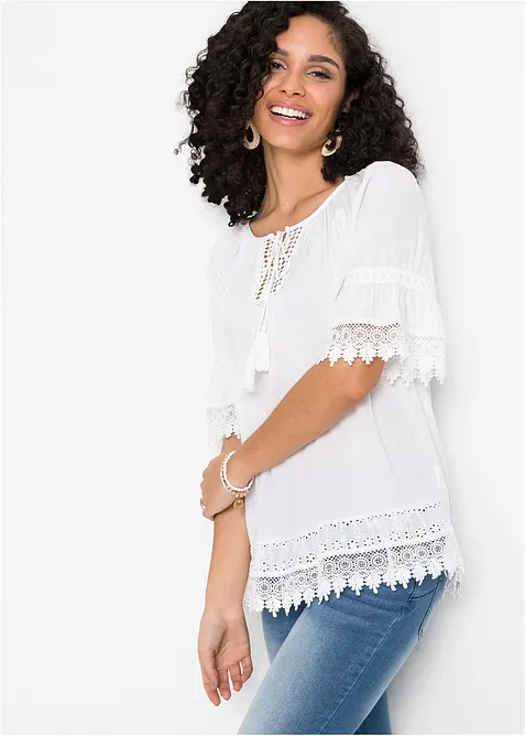 Tunika mit Spitze aus softer Viskose, bonprix
