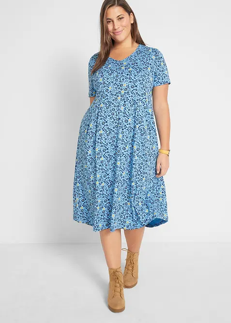 Robe en jersey de coton, longueur midi, bonprix