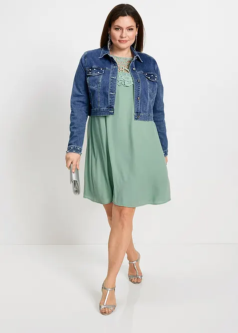 Bol&eacute;ro en jean avec perles, bonprix