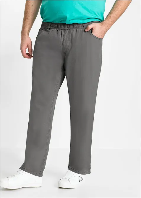 Lot de 2 pantalons droits à taille élastiquée, Regular, bonprix