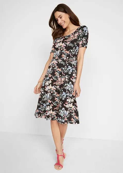 Knieumspielendes Jerseykleid in A-Linie, bonprix