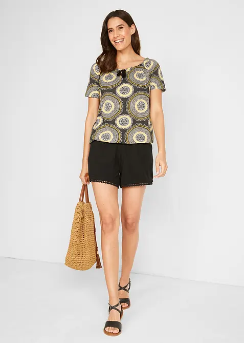 Jerseyshorts mit Bequembund und Spitze aus Viskose-Mix, bonprix