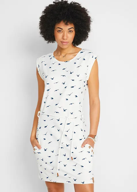 Robe en jersey imprim&eacute; &agrave; manches papillon, bonprix