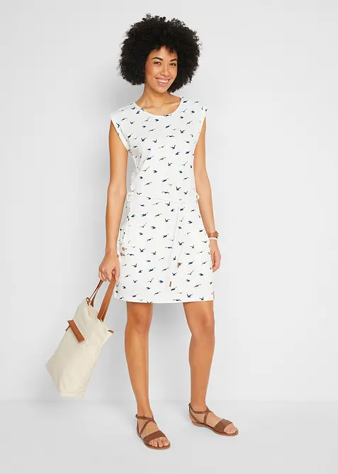 Robe en jersey imprim&eacute; &agrave; manches papillon, bonprix