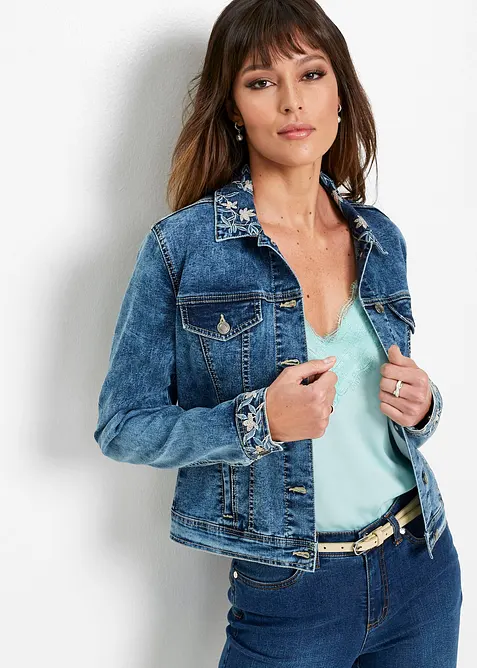 Jeansjacke mit Stickerei, bonprix