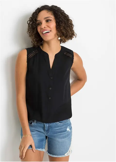 Blouse sans manches avec d&eacute;tail au crochet, bonprix
