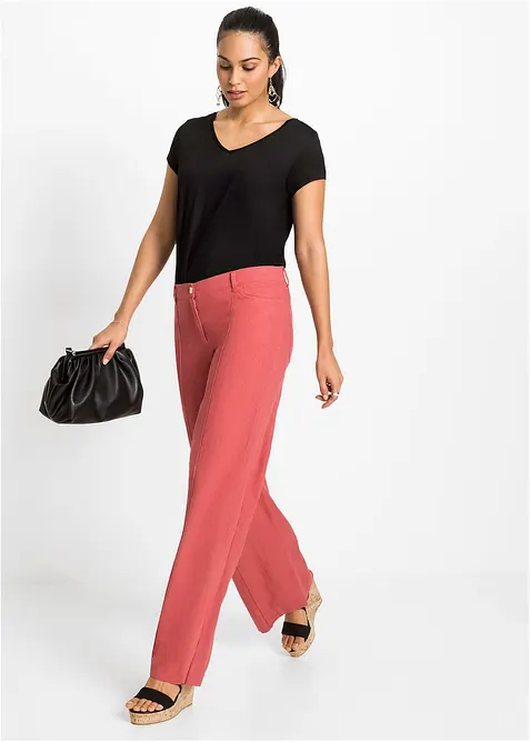 Pantalon palazzo léger en lin mélangé, bonprix