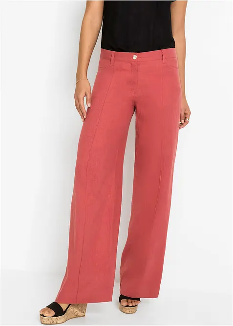 Pantalon palazzo léger en lin mélangé, bonprix