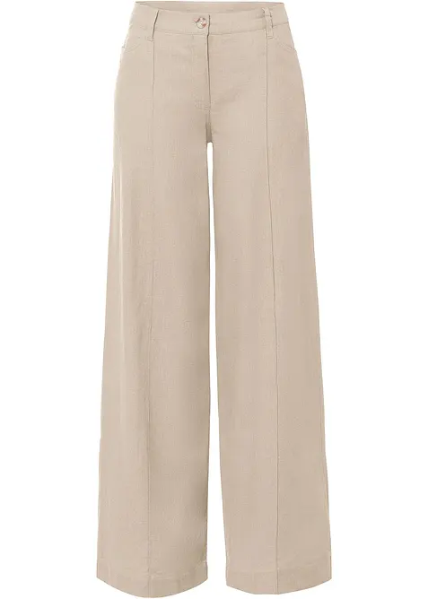 Pantalon palazzo léger en lin mélangé, bonprix