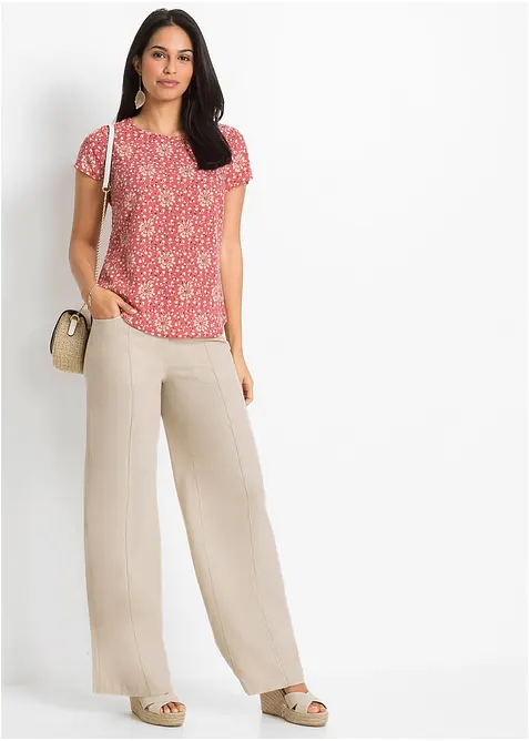 Pantalon palazzo léger en lin mélangé, bonprix