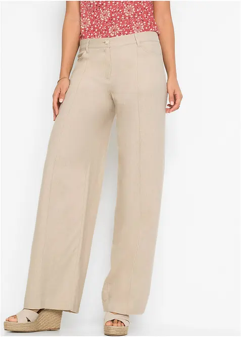 Pantalon palazzo léger en lin mélangé, bonprix