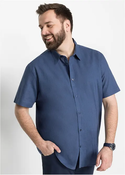 Chemise manches courtes en lin mélangé léger, bonprix