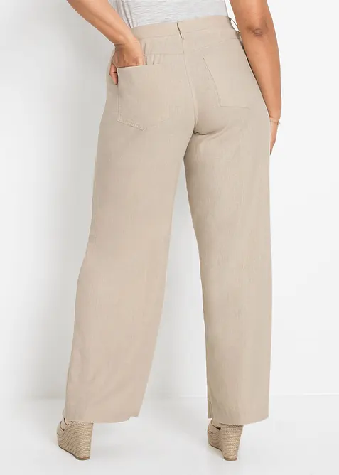 Pantalon palazzo léger en lin mélangé, bonprix