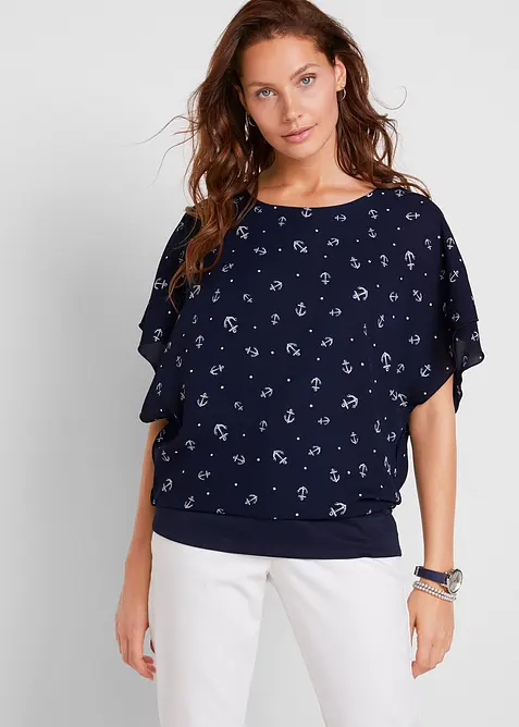 Georgette-Shirt, kurzarm, bonprix