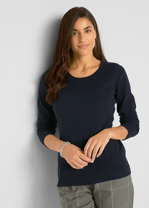 Basic Pullover mit recycelter Baumwolle, bonprix