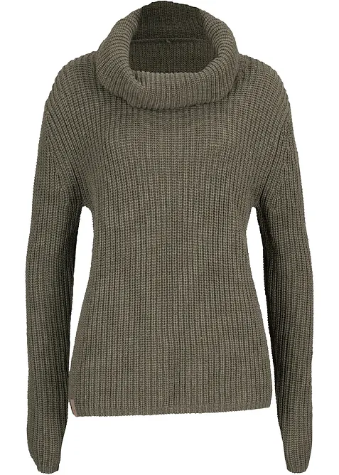 Grobstrick-Pullover mit weitem Kragen, bonprix