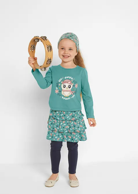 Langarmshirt, Rock, Leggings, Haarband (4-tlg.Set), bonprix