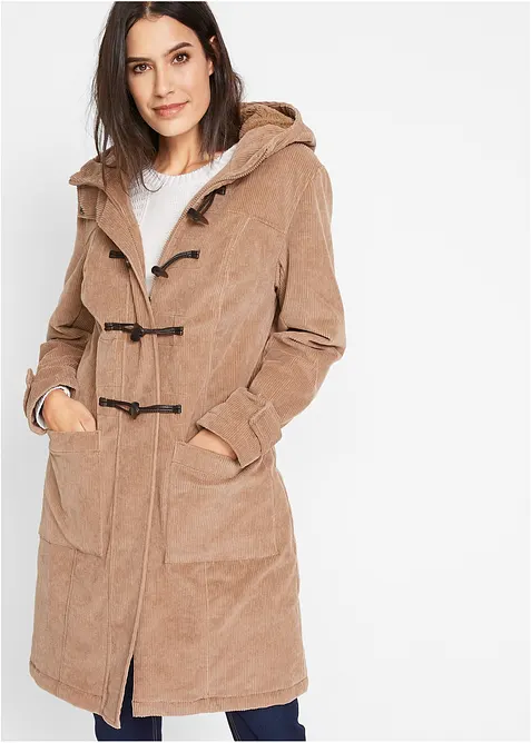 Gef&uuml;tterter Cord-Dufflecoat, bonprix