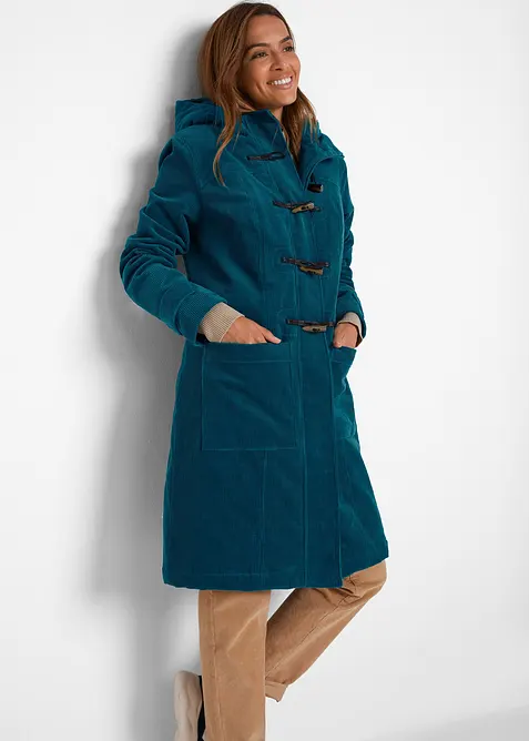 Duffle-coat en velours côtelé doublé, bonprix