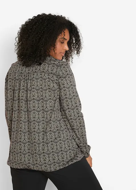 T-shirt manches longues imprim&eacute; avec col Henley, bonprix