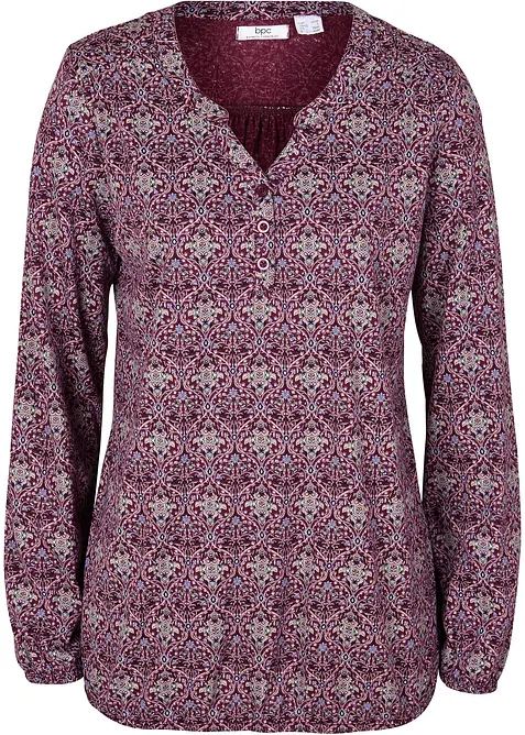 Bedrucktes Langarmshirt mit Henley-Kragen, bonprix
