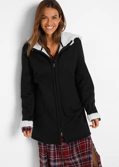Sweat zippé à capuche avec polaire peluche, bonprix
