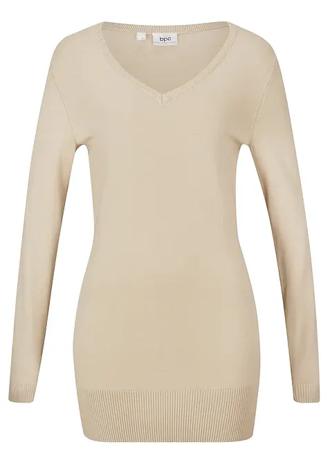 Basic Longpullover mit V-Ausschnitt, bonprix
