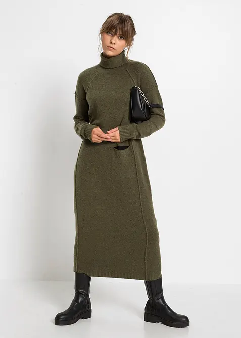 Robe en maille à col roulé, bonprix