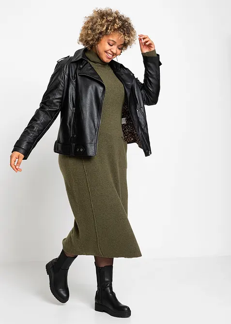 Robe en maille à col roulé, bonprix