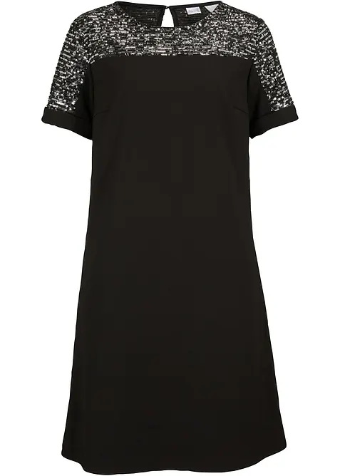 Robe courte avec empiècement à sequins, bonprix