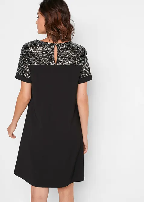 Robe courte avec empiècement à sequins, bonprix