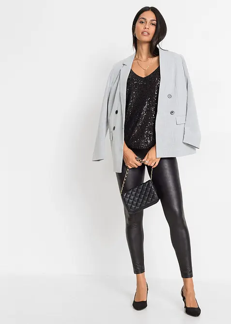 Top à bretelles fines et sequins, matière douce, bonprix