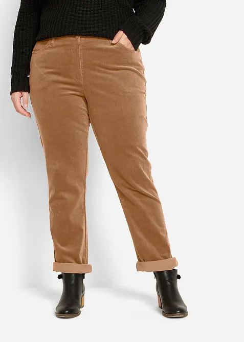 Pantalon droit en velours c&ocirc;tel&eacute; extensible, bonprix