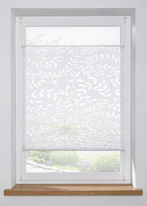 Store plissé avec motif feuilles en dévoré, bonprix