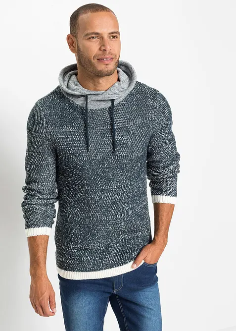 Pullover mit Schalkragen und Kontrastdetails, bonprix