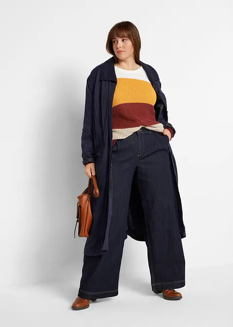 Jean large &agrave; taille haute &eacute;lastiqu&eacute;e, bonprix