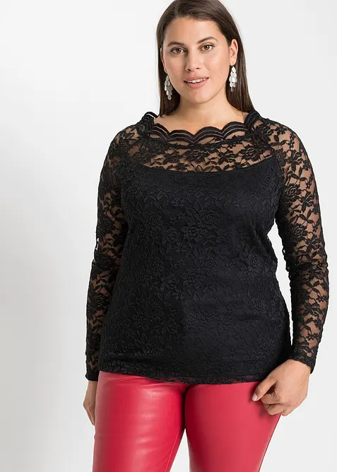T-shirt manches longues en dentelle, bonprix