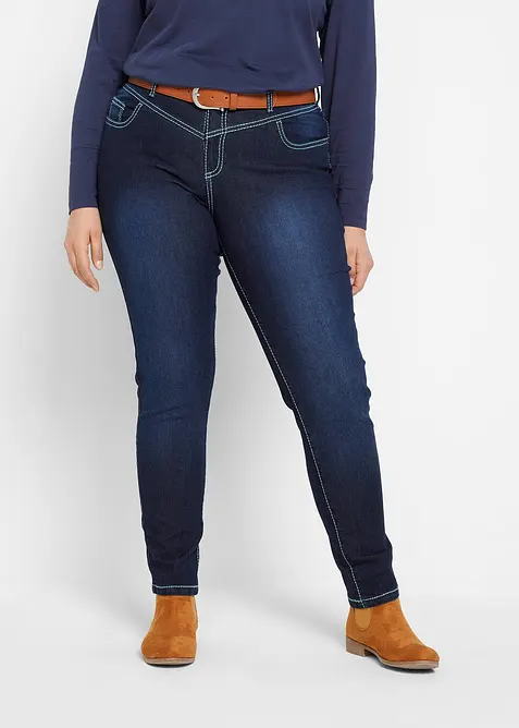 Skinny Jeans Mid Waist, Kontrastnähte, bonprix