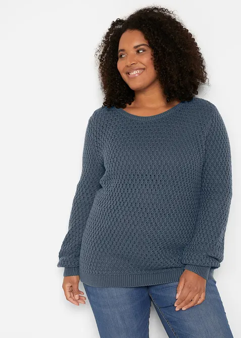 Pullover mit Strukturstrick aus Baumwollmix, bonprix